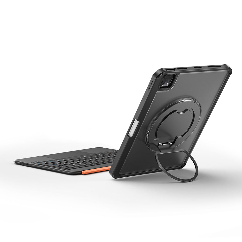 Apple iPad Pro 11 2025 M5 MK-007 Combo Pro Kalem Bölmeli Klavyeli Standlı Kılıf Siyah