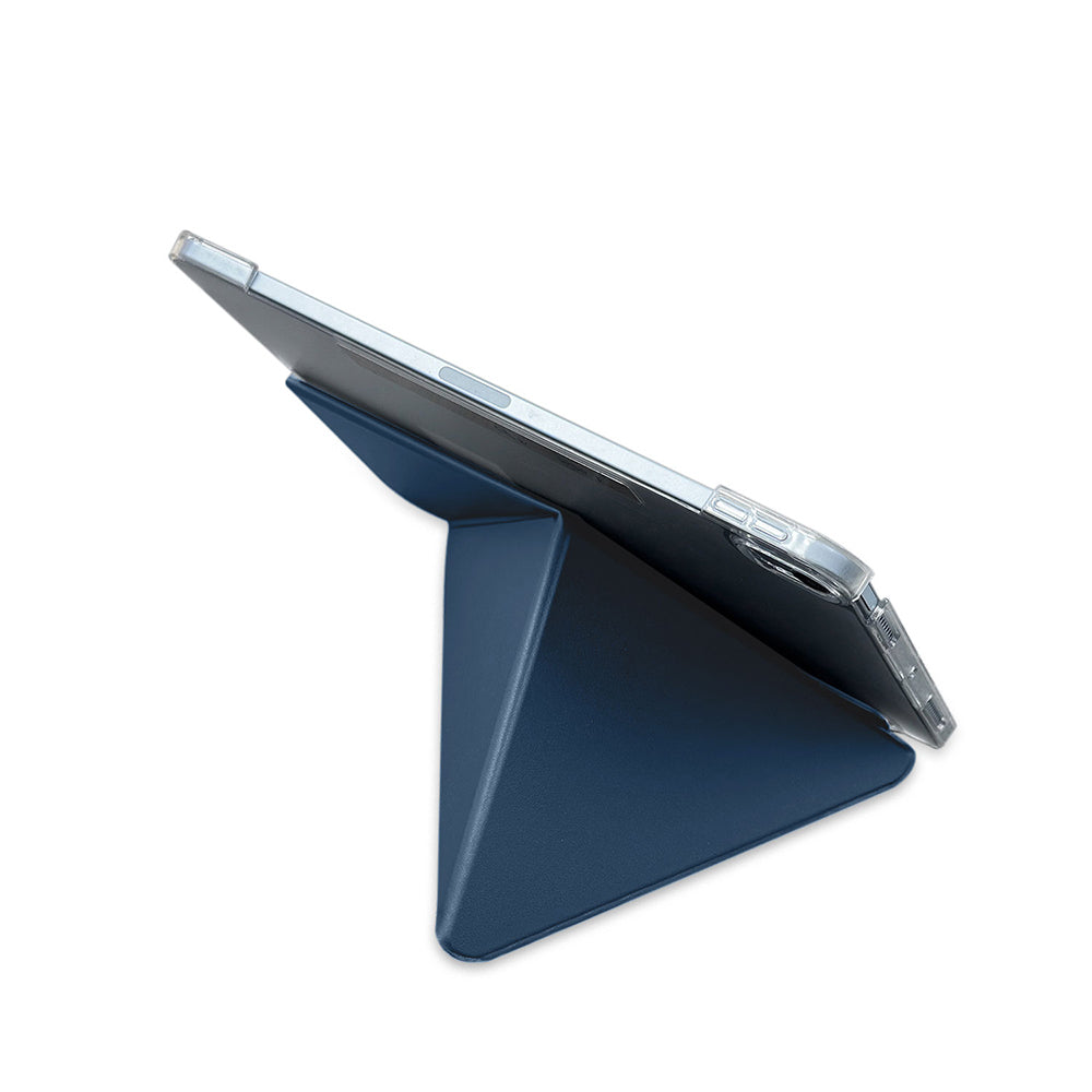 Apple iPad Pro 11 2025 M5 Raptic Clear Folio Airbagli Şeffaf Kapaklı Katlanabilir Standlı Kılıf Lacivert