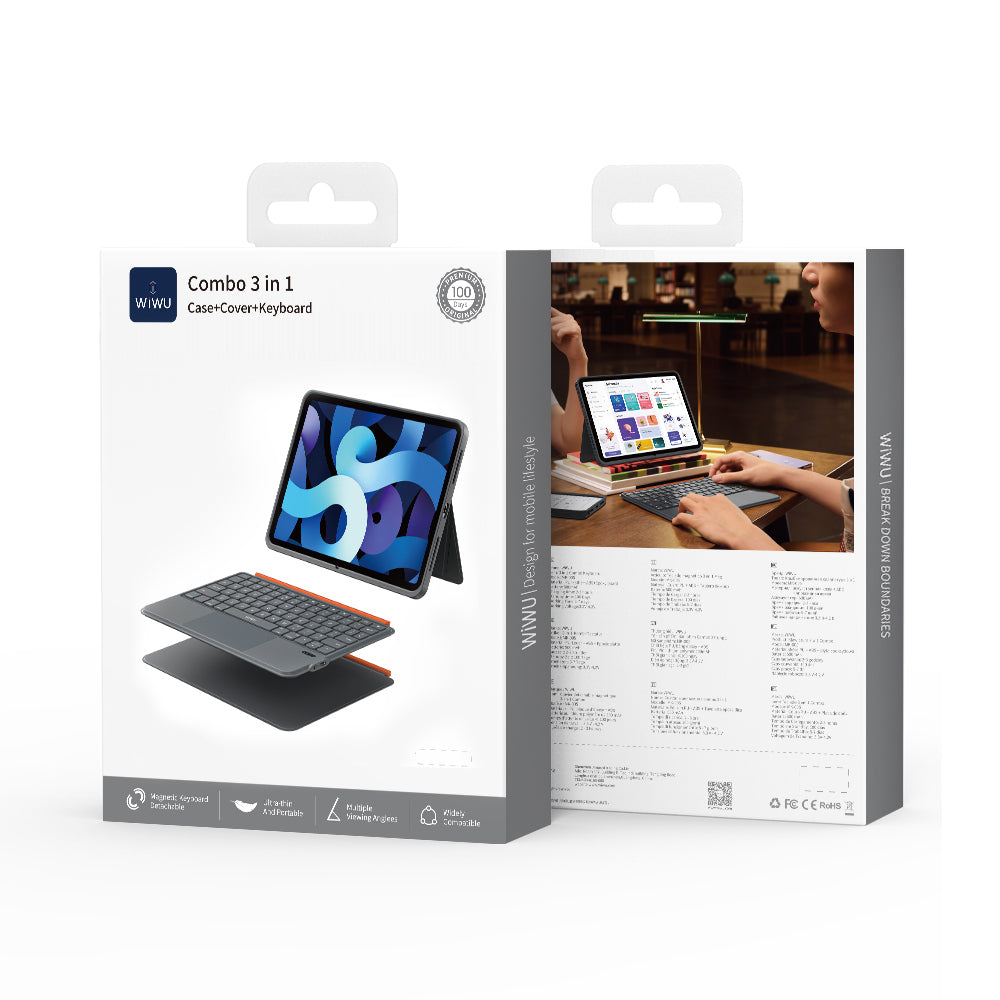 Apple iPad Pro 11 2025 M5 Wiwu MK-005 Combo 3in1 Kalem Bölmeli Klavyeli Standlı Kılıf