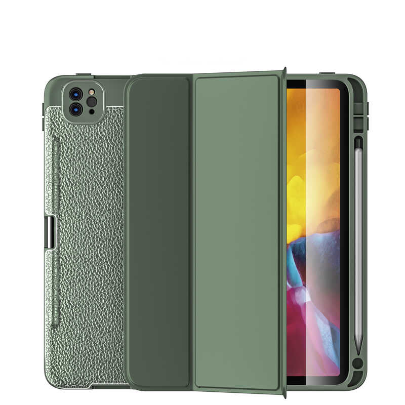 iPad Pro 12.9 2022 M2 Kılıf Wlons Tablet Kılıf Koyu Yeşil