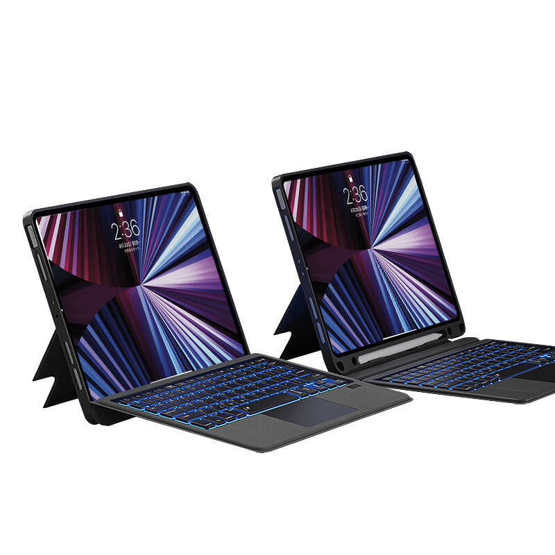 iPad Pro 12.9 2022 M2 Wiwu Mag Touch Klavyeli Standlı Kılıf Siyah