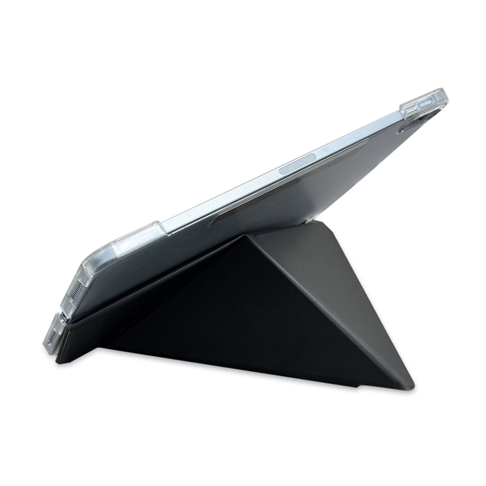 Apple iPad Pro 13 2024 Raptic Clear Folio Airbagli Şeffaf Kapaklı Katlanabilir Standlı Kılıf Siyah