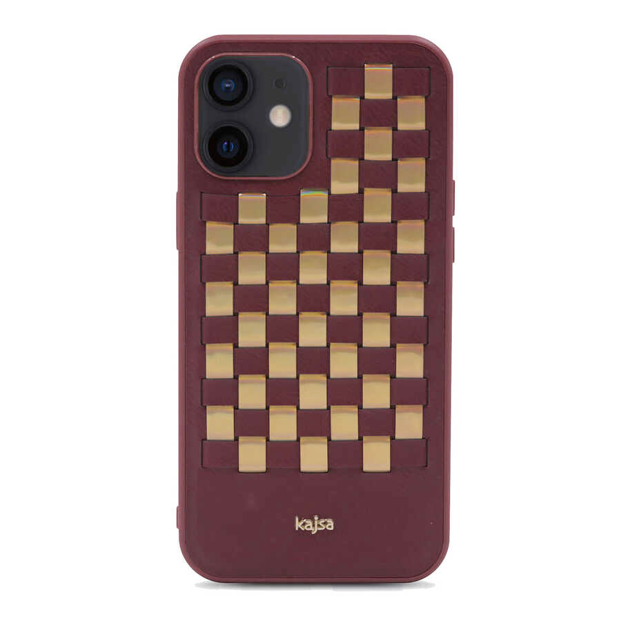 Apple iPhone 12 Kılıf Kajsa Preppie Serisi Spotlight Woven Kapak