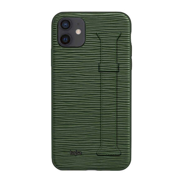 iPhone 12 Kılıf Kajsa Wave Pattern Handstrap Kılıf Yeşil