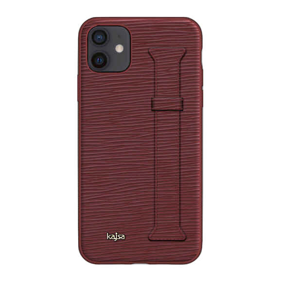 iPhone 12 Kılıf Kajsa Wave Pattern Handstrap Kılıf Kırmızı