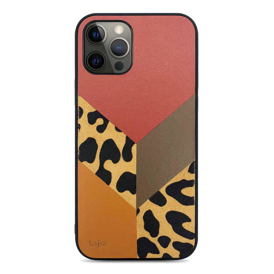 Apple iPhone 12 Pro Kılıf Kajsa Glamorous Serisi Leopard Combo Kapak