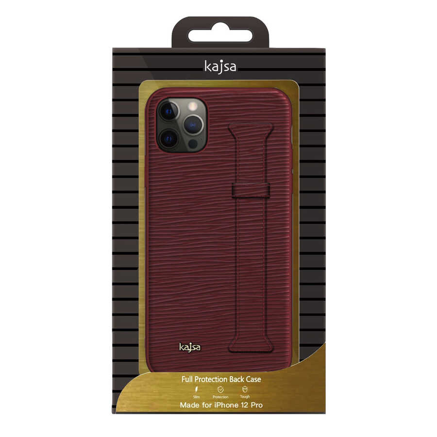 iPhone 12 Pro Max Kılıf Kajsa Wave Pattern Handstrap Kılıf Kırmızı