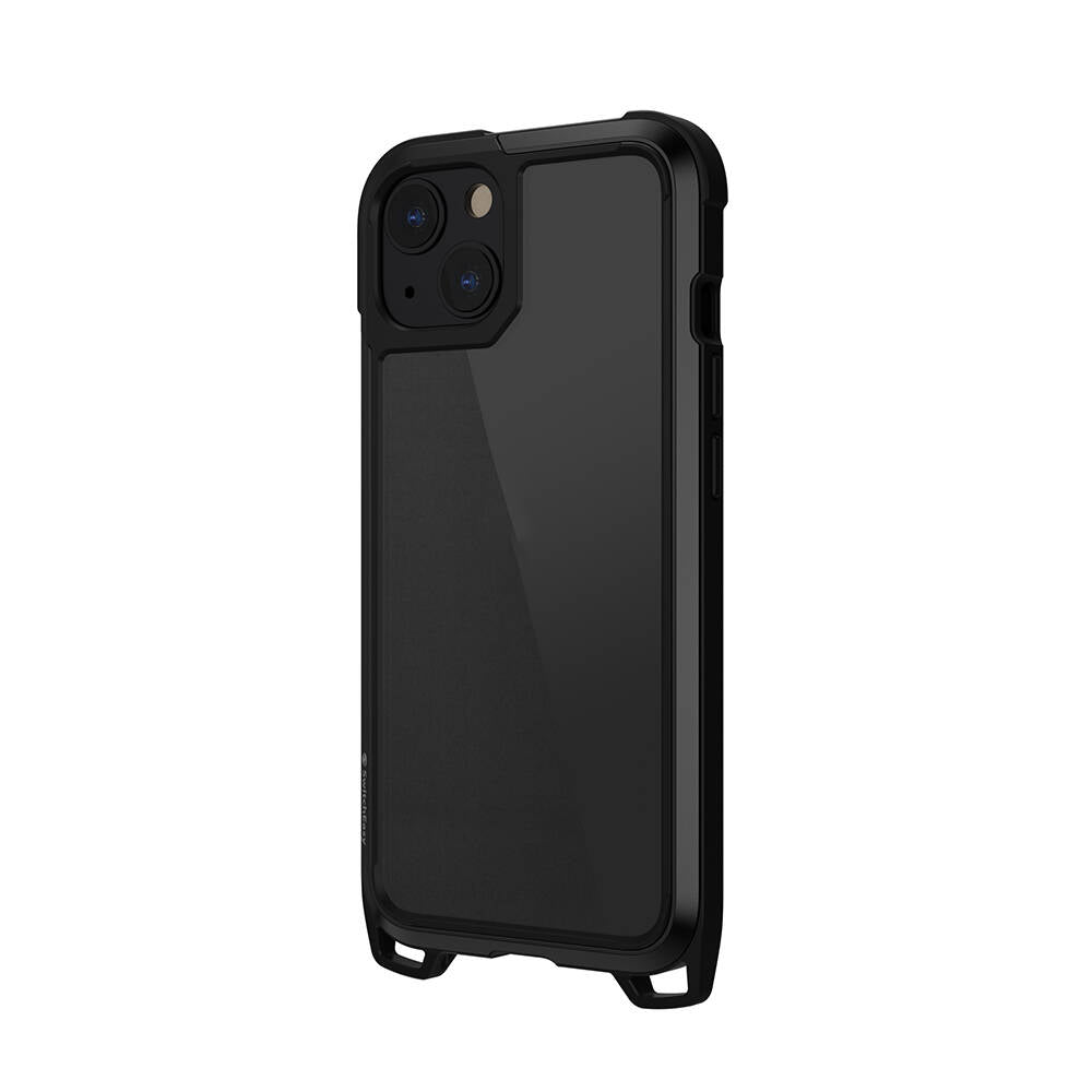 iPhone 13 Kılıf Boyun Askılı Kompozit Tasarımlı Şok Önleyicili Lisanslı Switcheasy Odyssey Kılıf Siyah