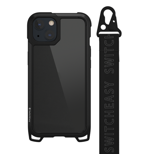 iPhone 13 Kılıf Boyun Askılı Kompozit Tasarımlı Şok Önleyicili Lisanslı Switcheasy Odyssey Kılıf Siyah