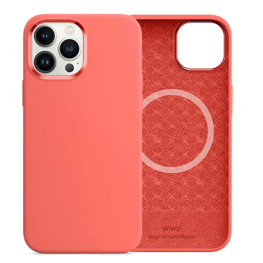iPhone 13 Pro Kılıf Wiwu Magsafe Magnetic Silikon Kılıf Pembe