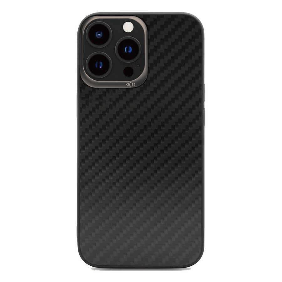 iPhone 13 Pro Max Kılıf Kajsa Carbon Fiber Collection Arka Kılıf Siyah