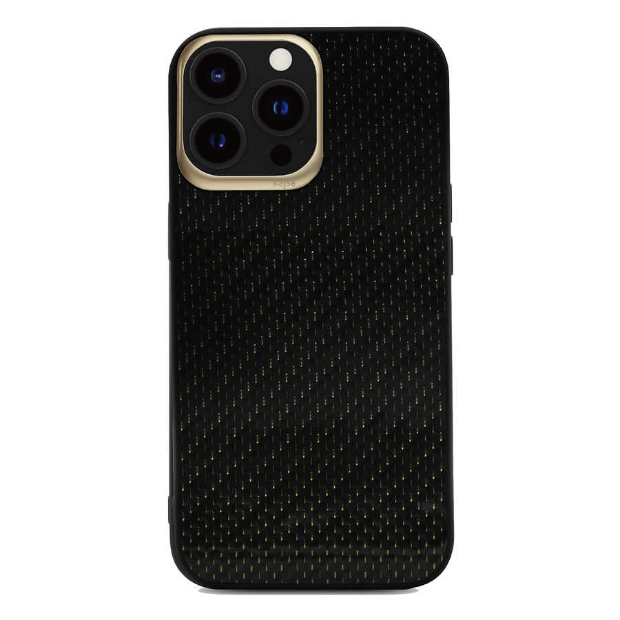 iPhone 13 Pro Max Kılıf Kajsa Carbon Fiber Collection Arka Kılıf Gold