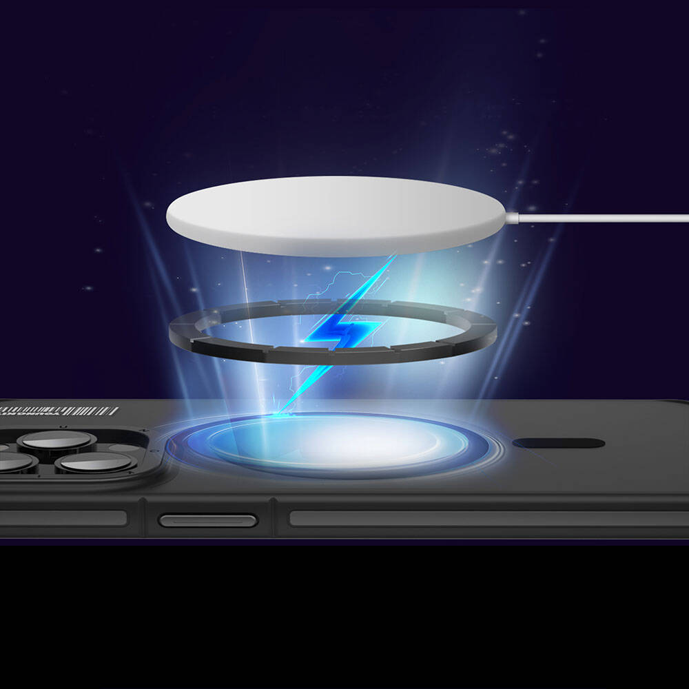 iPhone 13 Pro Max Kılıf Magsafe Şarj Özellikli Youngkit Rock Sand Serisi Kılıf Siyah