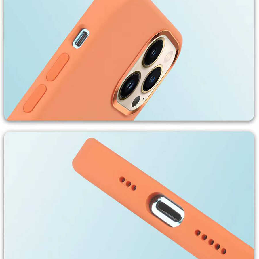 iPhone 13 Pro Max Kılıf Wiwu Magsafe Magnetic Silikon Kılıf Pembe Açık