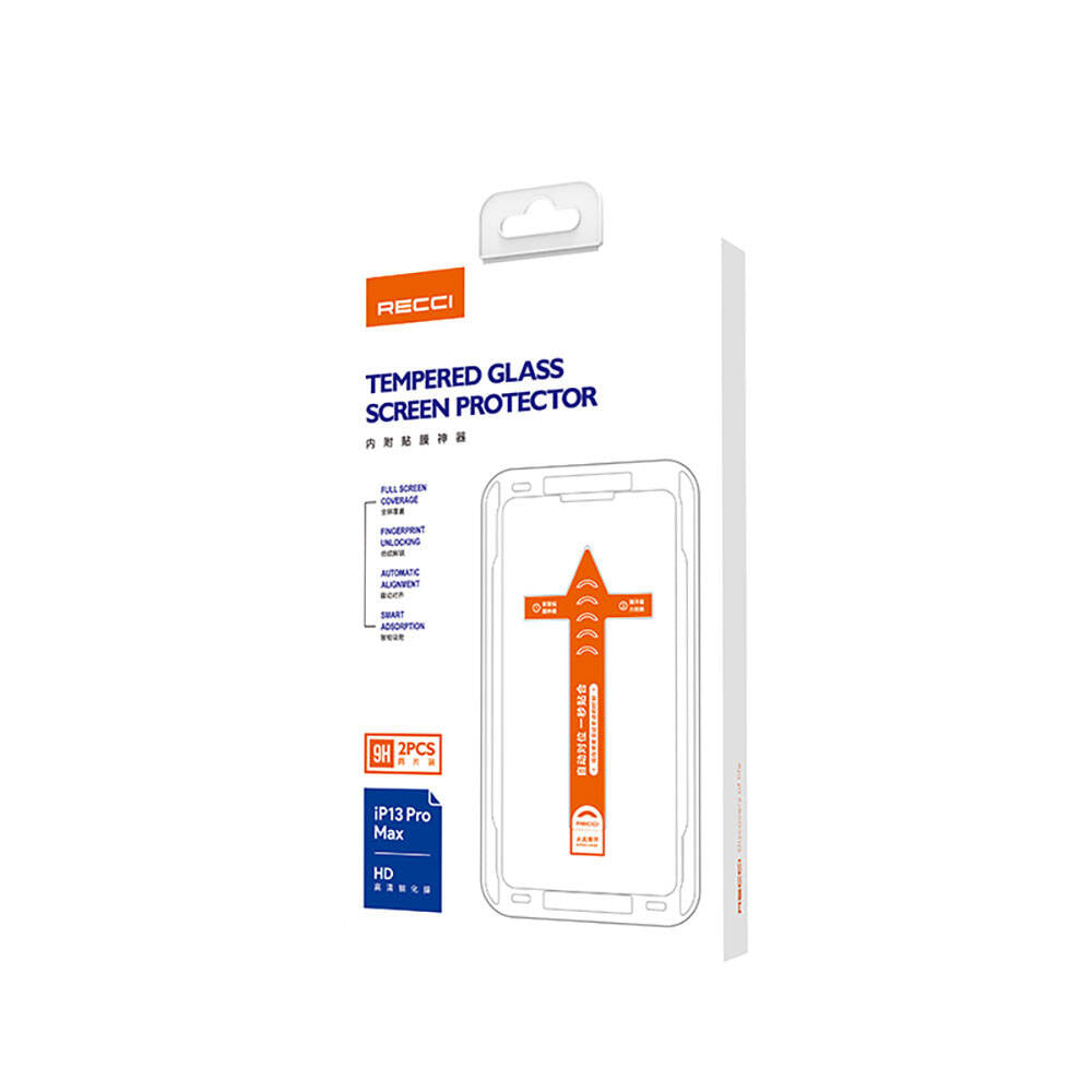 iPhone 13 Pro Max Recci RSP-A11 HD Temperli Cam Ekran Koruyucu + Kolay Uygulama Aparatlı Siyah