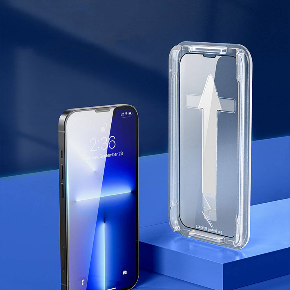 iPhone 13 Pro Recci RSP-A10 HD Temperli Cam Ekran Koruyucu + Kolay Uygulama Aparatlı Siyah