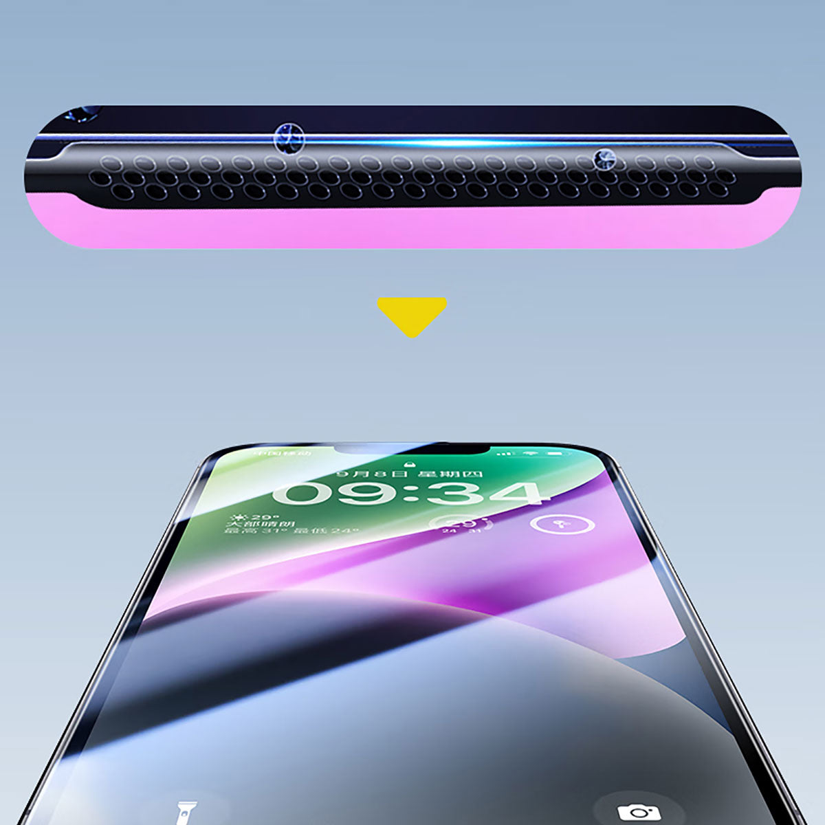 iPhone 13 Pro Wiwu CZ-003 Mavi Işık Teknolojili Hidrofobik ve Oleofobik Parlama Önleyici Cam Ekran Koruyucu Siyah