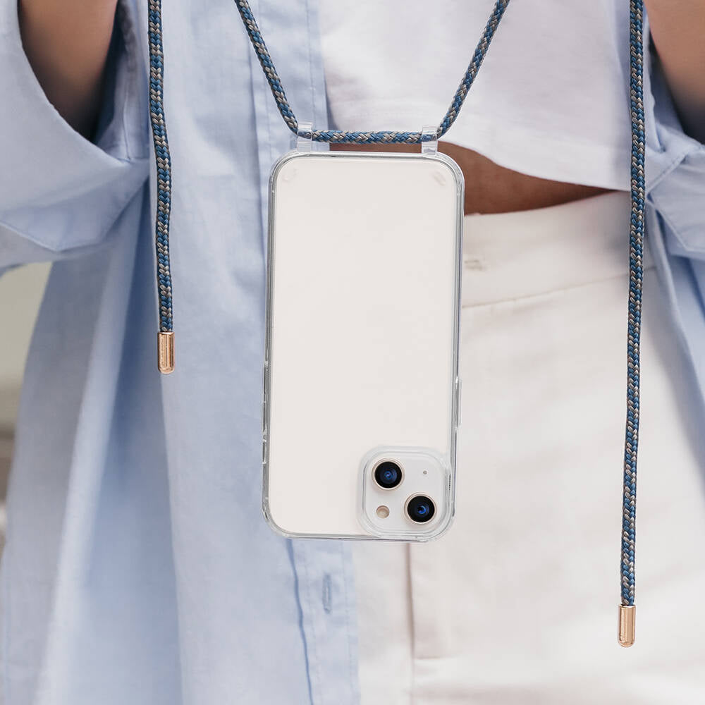 iPhone 14 Kılıf Boyun Askılı Şok Önleyicili Şeffaf Lisanslı Switcheasy Play Kılıf Pembe