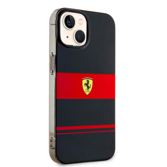 Apple iPhone 14 Kılıf Ferrari Orjinal Lisanslı M-safe Şarj Özellikli Yatay Çizgili Dizayn Kapak