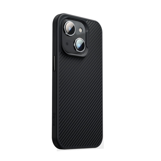 Apple iPhone 14 Kılıf Karbon Fiber M-safe Şarj Özellikli Benks 600D Hybrid Kevlar Kapak