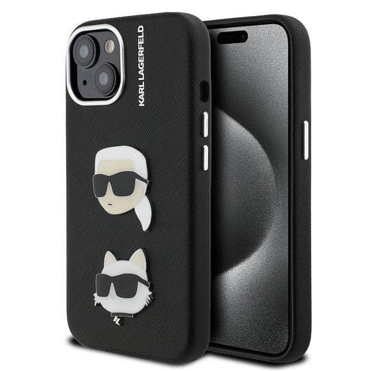 Apple iPhone 14 Kılıf Karl Lagerfeld Orjinal Lisanslı K&C Heads Pin Kapak