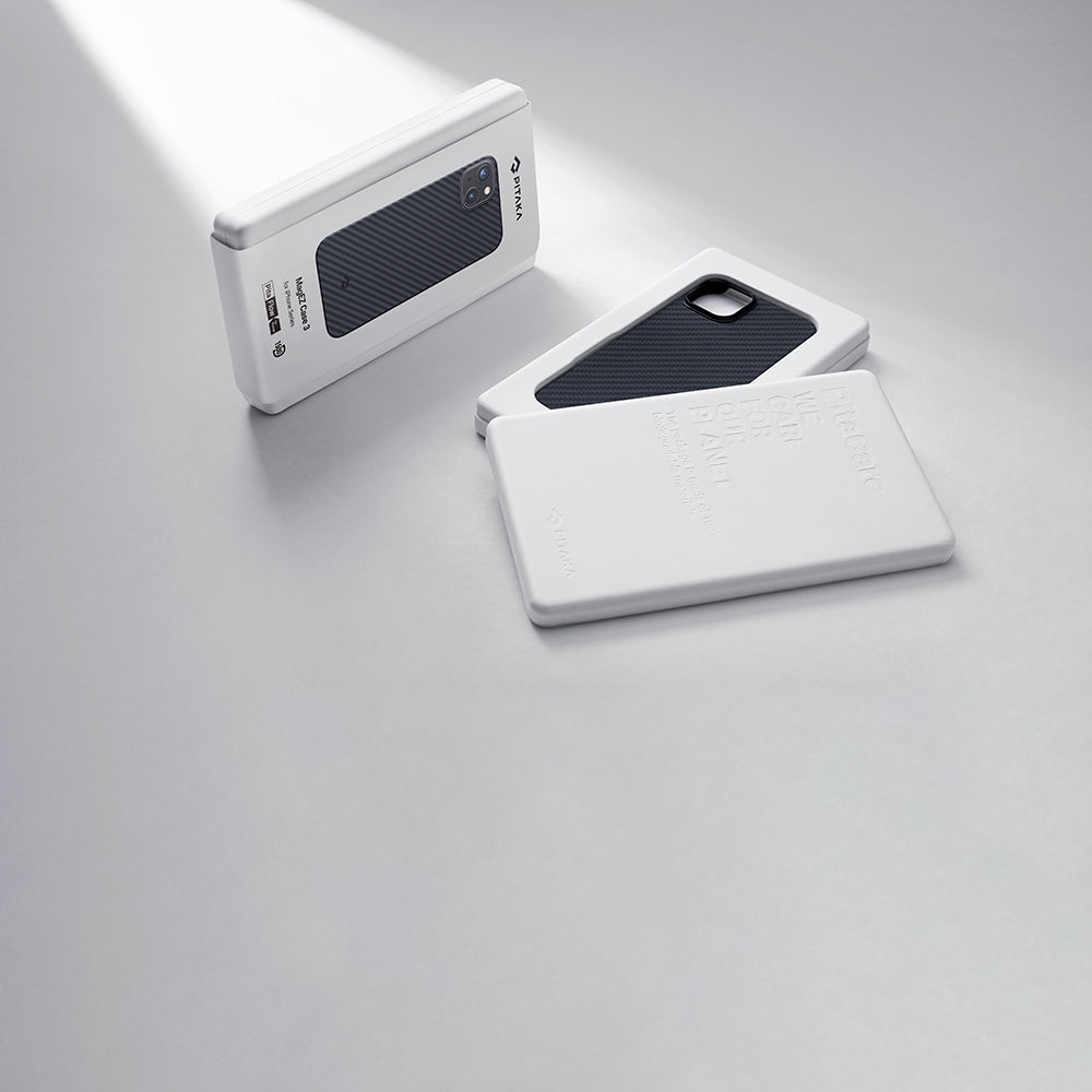 iPhone 14 Kılıf Magsafe Şarj Özellikli 1500D Aramid Fiber Pitaka Ultra-Slim Classic Serisi Black-Grey Twill Kılıf Siyah-Gri