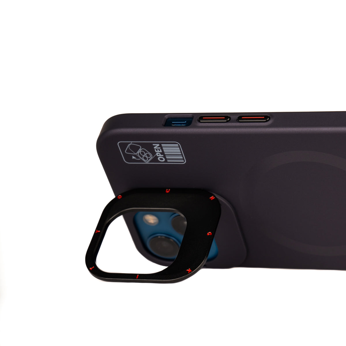 iPhone 14 Kılıf Magsafe Şarj Özellikli Standlı YoungKit Hermit Bracket Serisi Kılıf Siyah