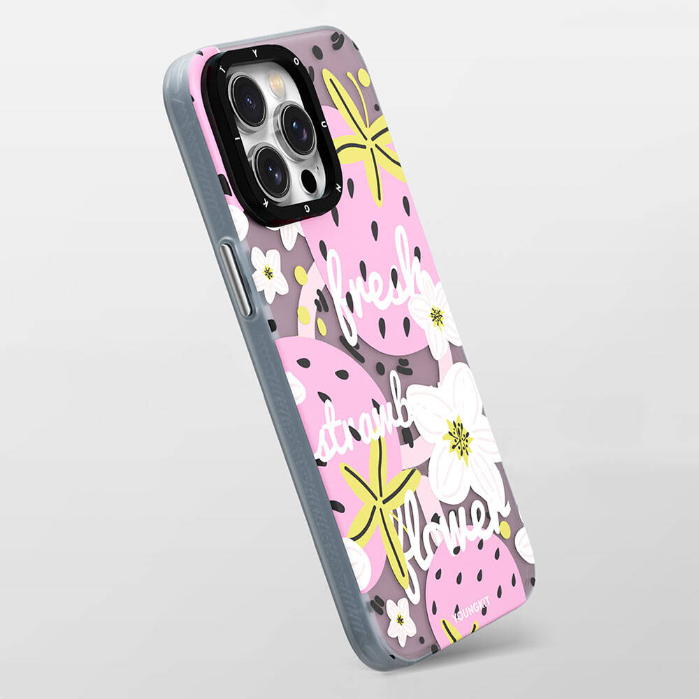 iPhone 14 Kılıf Magsafe Şarj Özellikli Yaz Meyvesi Desenli Youngkit Fruity Flavour Serisi Kılıf Yeşil