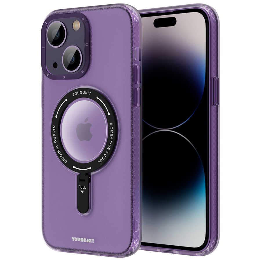 Apple iPhone 14 Kılıf M-safe Şarj Özellikli Youngkit Rock Serisi Kapak