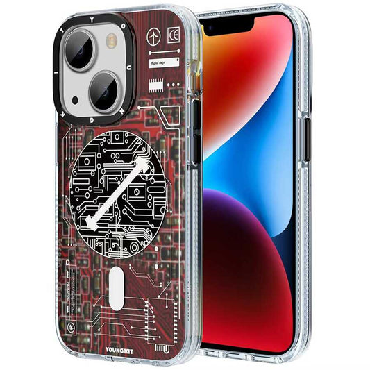 iPhone 14 Kılıf Magsafe Şarj Özellikli YoungKit Technology Serisi Kılıf Beyaz