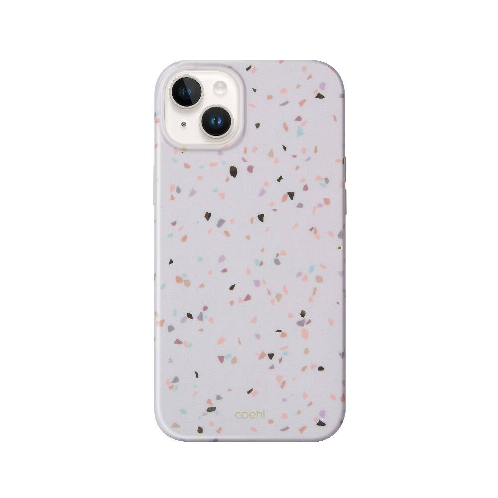 iPhone 14 Kılıf Mozaik Desenli Coehl Terrazzo Kılıf Pembe