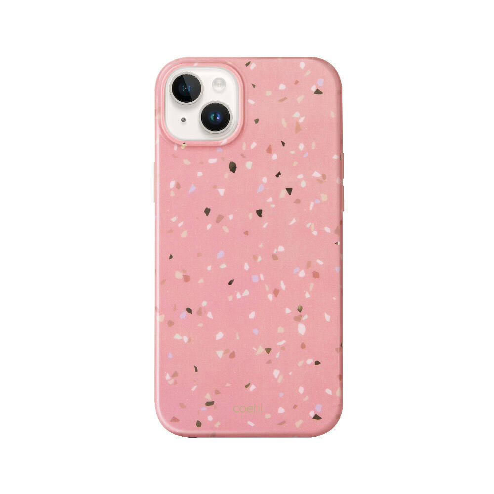 iPhone 14 Kılıf Mozaik Desenli Coehl Terrazzo Kılıf Pembe