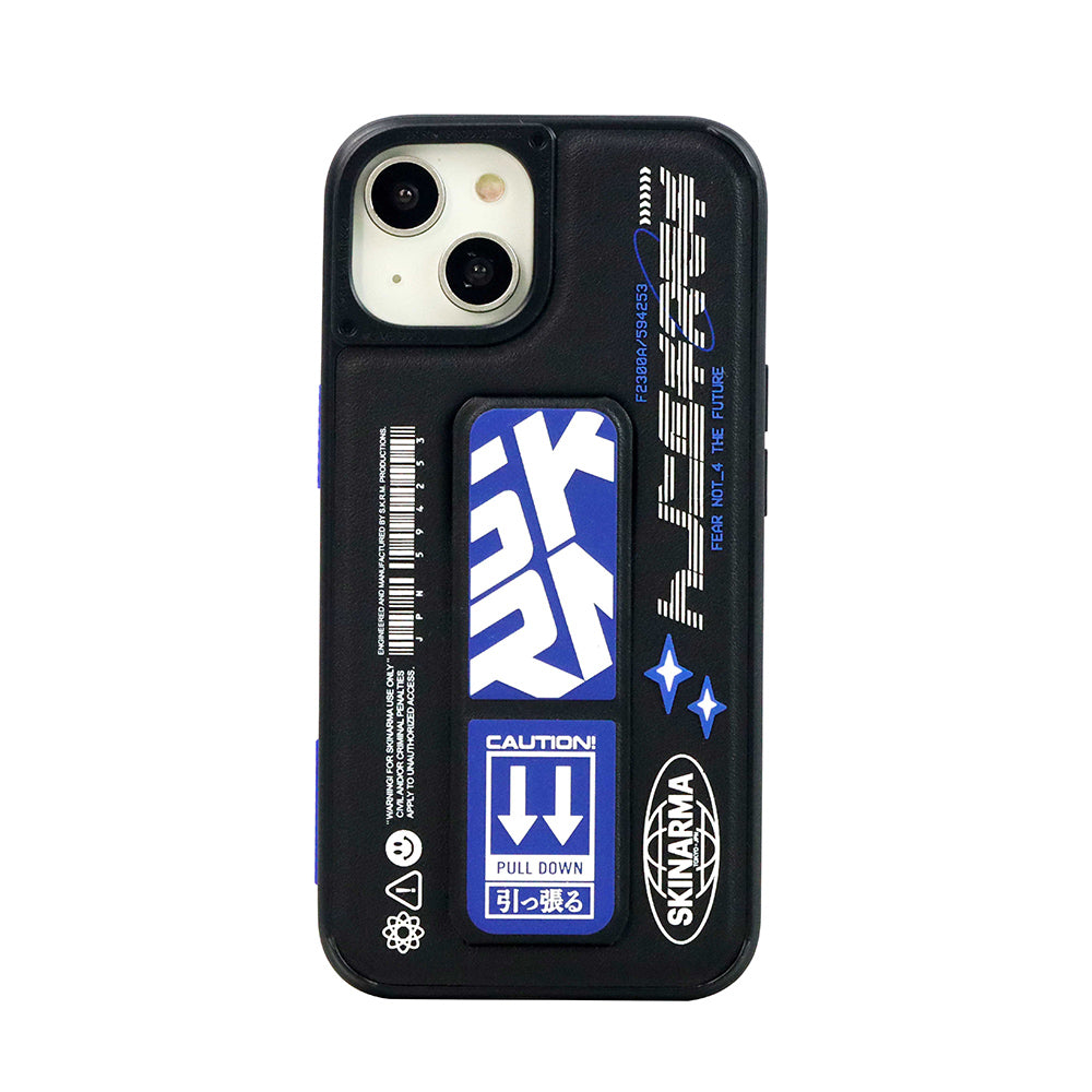 iPhone 14 Kılıf SkinArma Standlı Deri Görünümlü Akarui Kılıf Mavi