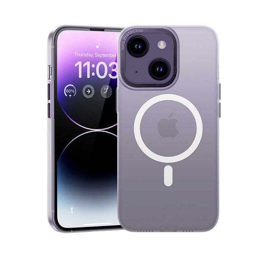 iPhone 14 Kılıf Wireless Şarj Destekli Benks Magnetik Haze Kılıf Mavi