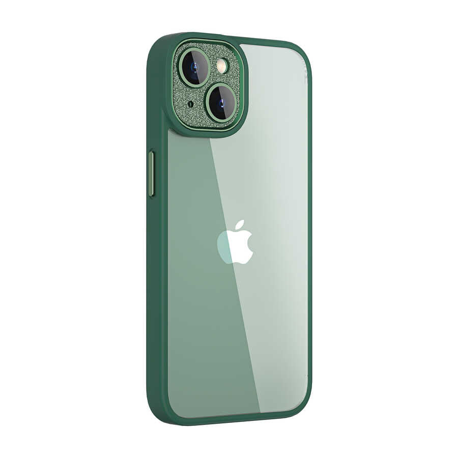 Apple iPhone 14 Kılıf Wiwu GCC-105 Lens Korumalı Renkli Kenar Arkası Şeffaf Multicolor Kapak