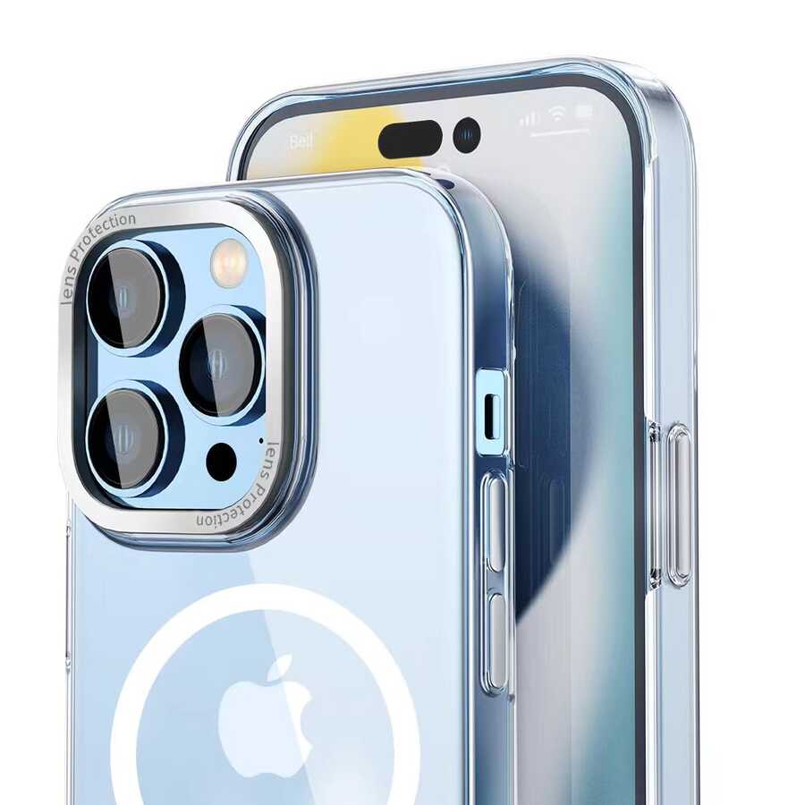 iPhone 14 Kılıf Wiwu MCC-102 Magnetic Crystal Sert PC Kılıf Renksiz