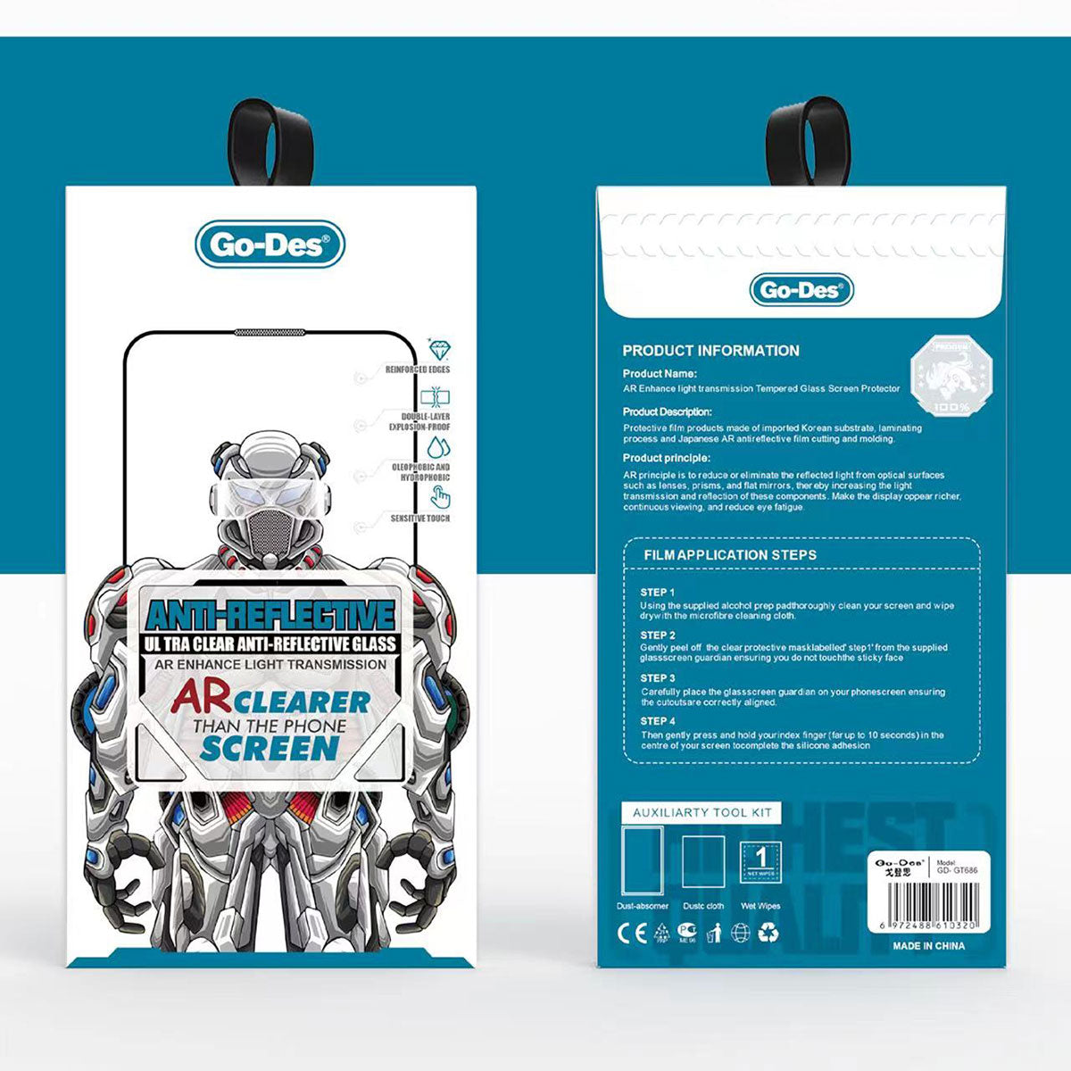 iPhone 14 Plus Go Des Anti Reflective Temperli Cam Ekran Koruyucu Siyah