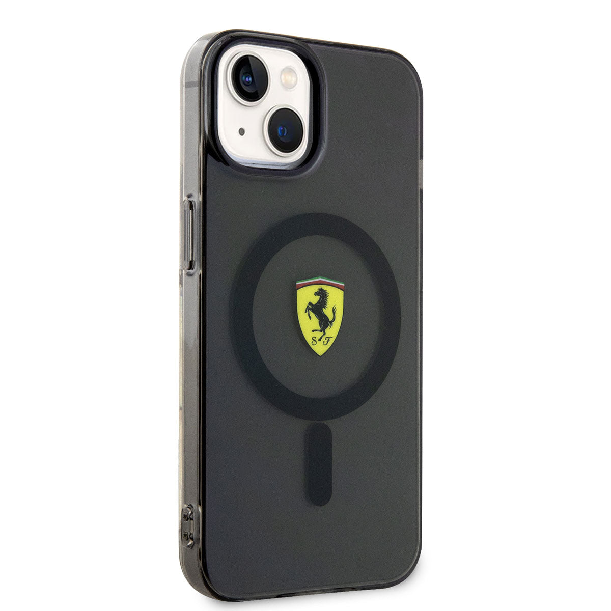 Apple iPhone 14 Plus Kılıf Ferrari M-safe Şarj Özellikli Yarı Transparan Dizayn Kapak