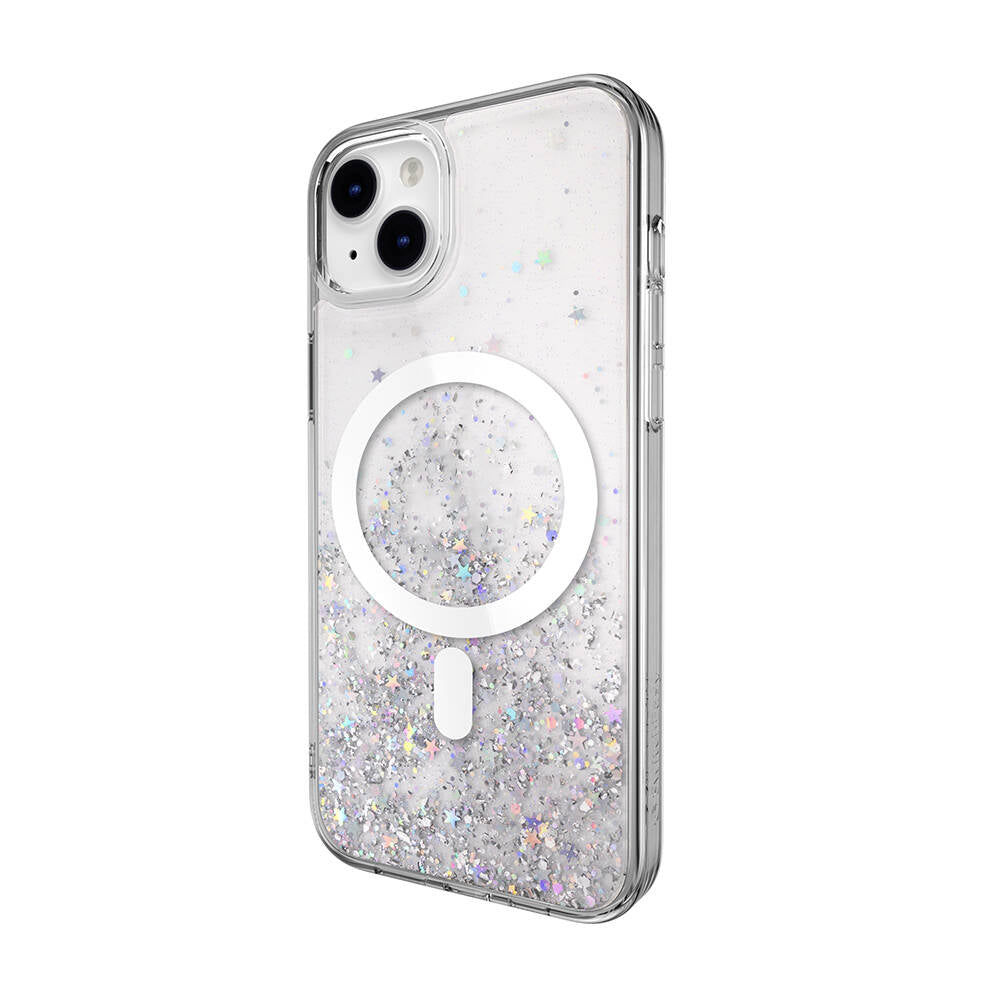 iPhone 14 Plus Kılıf Magsafe Şarj Özellikli Parlayan Simli Şeffaf Lisanslı Switcheasy Starfield-M Kılıf Renksiz