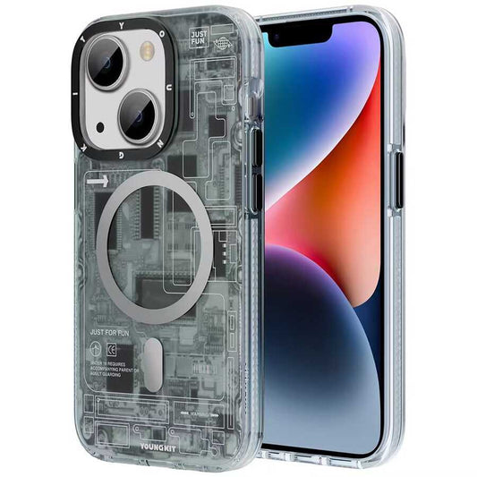 iPhone 14 Plus Kılıf Magsafe Şarj Özellikli YoungKit Technology Serisi Kılıf Beyaz