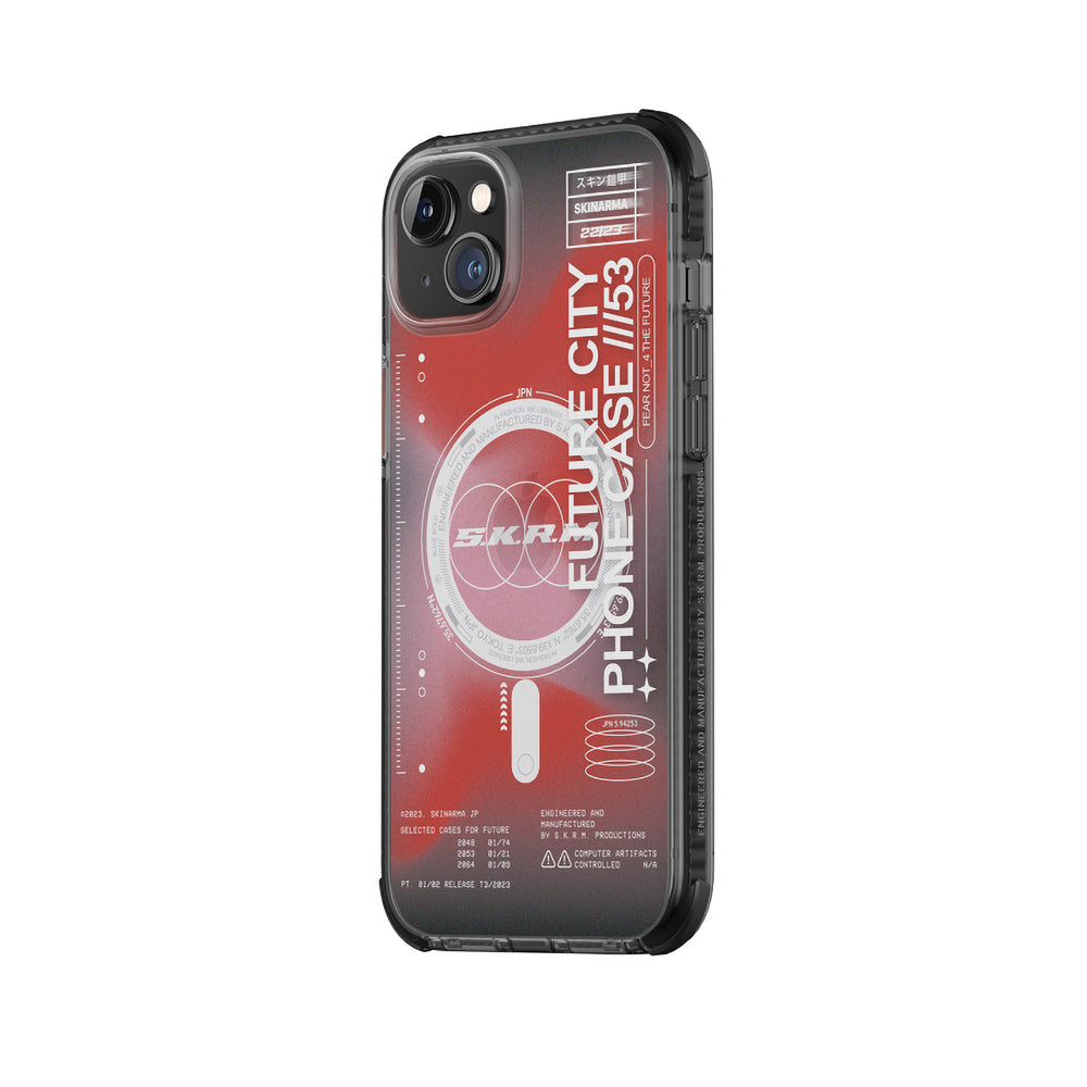 iPhone 14 Plus Kılıf SkinArma Şeffaf Airbag Tasarımlı Magsafe Şarj Özellikli Shorai Kılıf Kırmızı