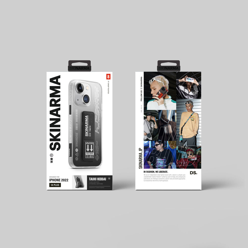 iPhone 14 Plus Kılıf SkinArma Standlı Şeffaf Tasarımlı Taihi Kobai Kılıf Siyah