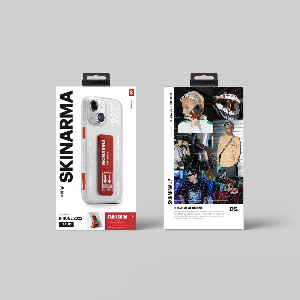 iPhone 14 Plus Kılıf SkinArma Standlı Şeffaf Tasarımlı Taihi Sora Kılıf Mavi