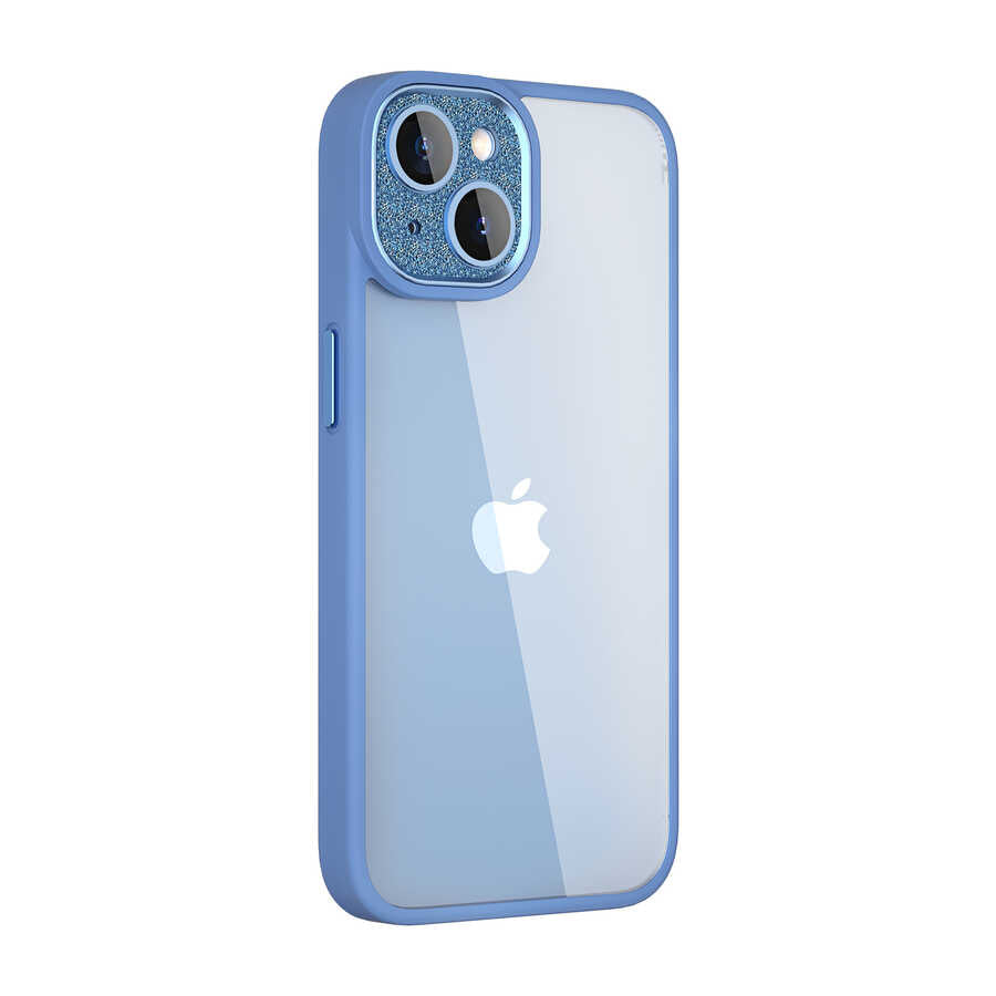 Apple iPhone 14 Plus Kılıf Wiwu GCC-105 Lens Korumalı Renkli Kenar Arkası Şeffaf Multicolor Kapak