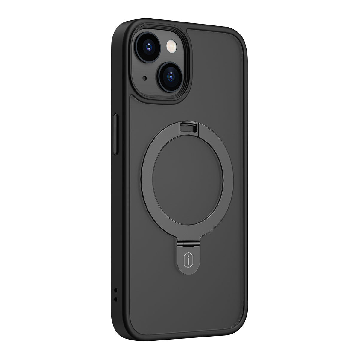 iPhone 14 Plus Kılıf Wiwu ZMM-010 Magsafe Şarj Özellikli Parmak İzi Bırakmayan Mat Transparan Standlı Kılıf Siyah