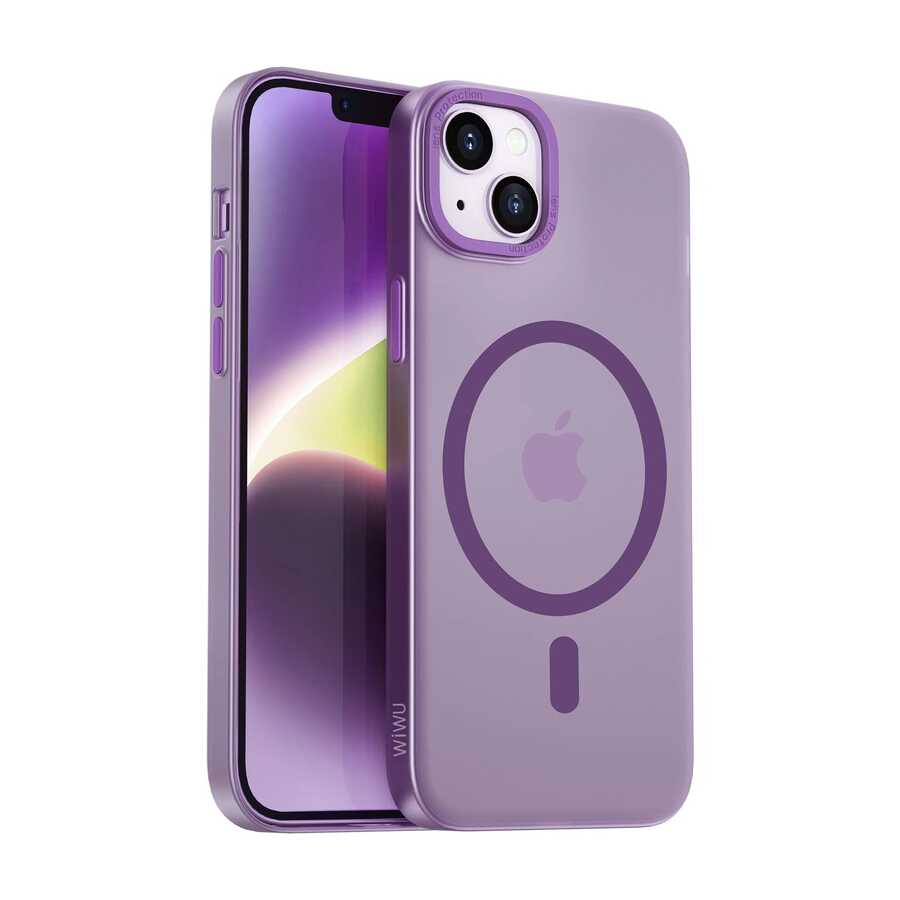 iPhone 14 Plus Wiwu Frosted Magnetic Buzlu Sert PC Kılıf Derin Mor