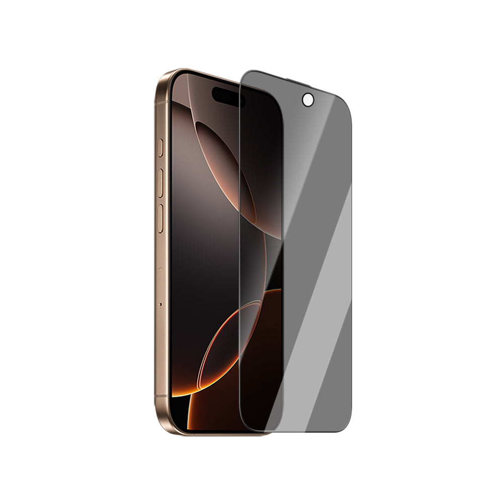 Apple iPhone 14 Pro CaseWorld Crystal Shadow Serisi Safir Coating 0.15mm 3D Privacy Temperli Cam Ekran Koruyucu