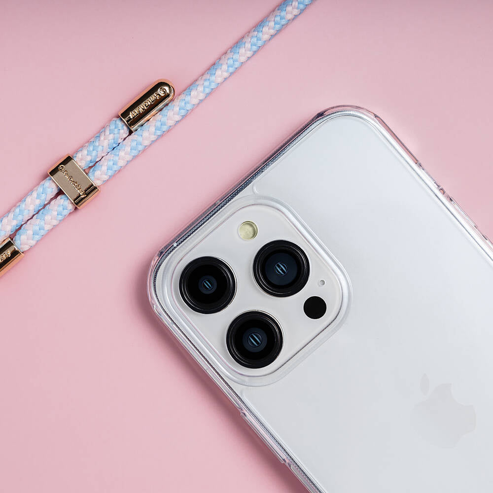 iPhone 14 Pro Kılıf Boyun Askılı Şok Önleyicili Şeffaf Lisanslı Switcheasy Play Kılıf Pembe