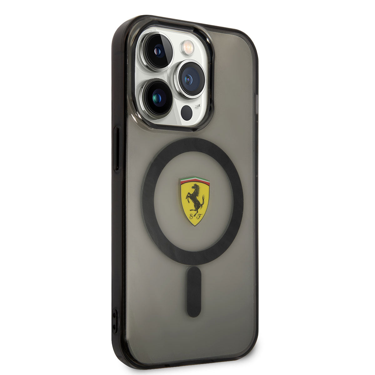 Apple iPhone 14 Pro Kılıf Ferrari M-safe Şarj Özellikli Yarı Transparan Dizayn Kapak