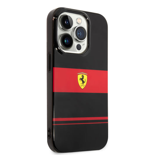 Apple iPhone 14 Pro Kılıf Ferrari Orjinal Lisanslı M-safe Şarj Özellikli Yatay Çizgili Dizayn Kapak
